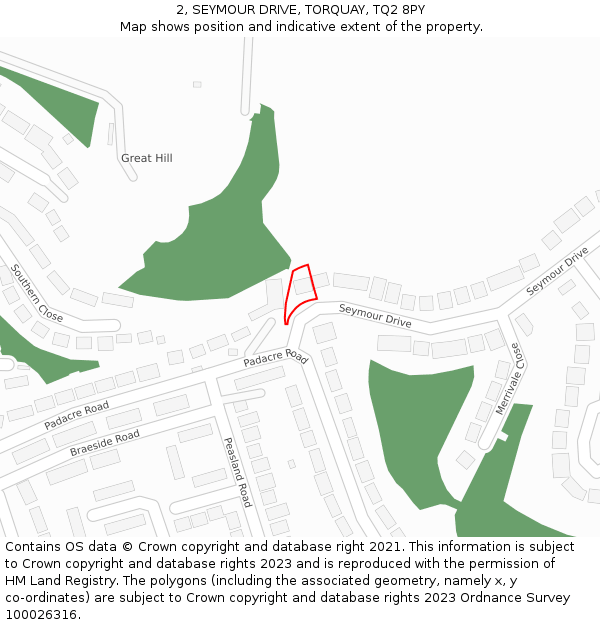 2, SEYMOUR DRIVE, TORQUAY, TQ2 8PY: Location map and indicative extent of plot