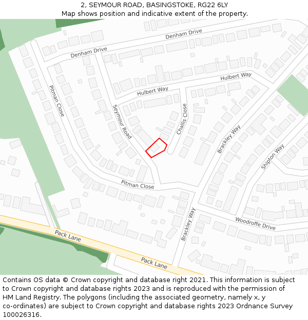 2, SEYMOUR ROAD, BASINGSTOKE, RG22 6LY: Location map and indicative extent of plot