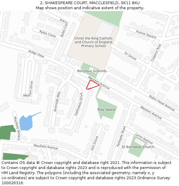 2, SHAKESPEARE COURT, MACCLESFIELD, SK11 8XU: Location map and indicative extent of plot