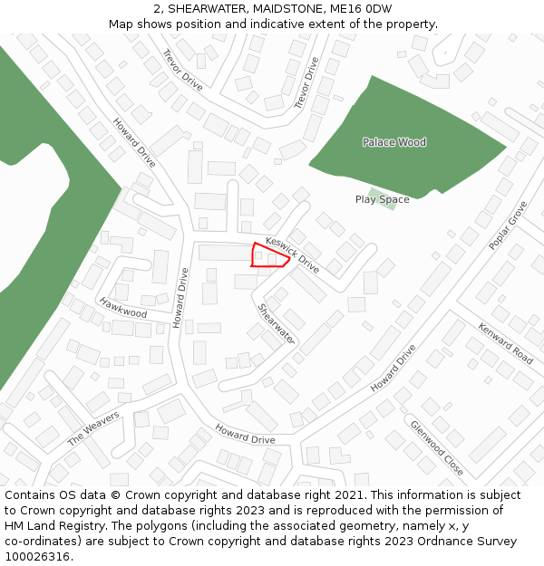 2, SHEARWATER, MAIDSTONE, ME16 0DW: Location map and indicative extent of plot