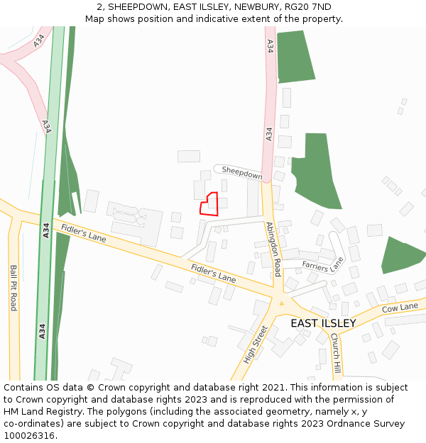 2, SHEEPDOWN, EAST ILSLEY, NEWBURY, RG20 7ND: Location map and indicative extent of plot