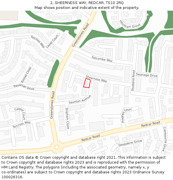 2, SHEERNESS WAY, REDCAR, TS10 2RQ: Location map and indicative extent of plot