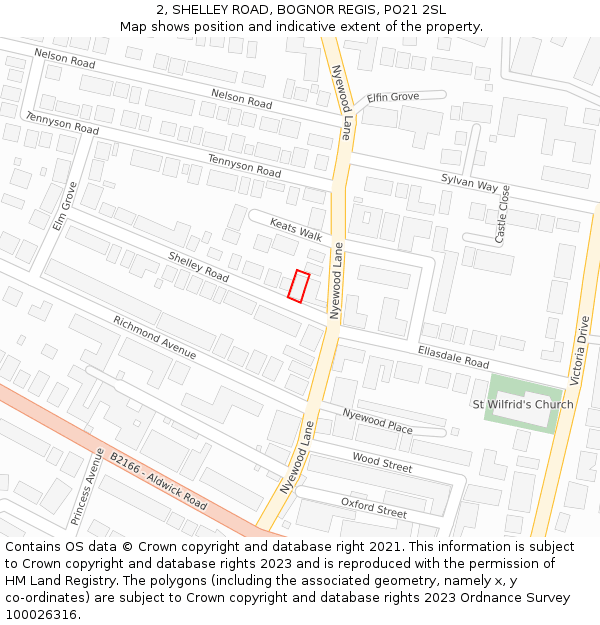 2, SHELLEY ROAD, BOGNOR REGIS, PO21 2SL: Location map and indicative extent of plot