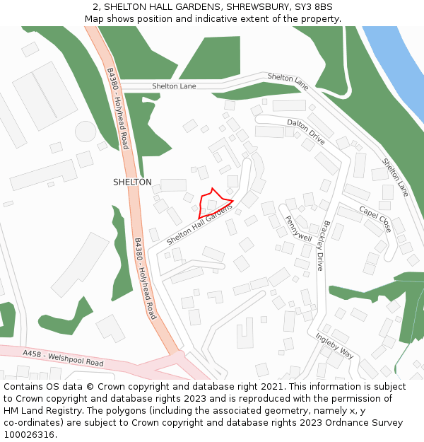 2, SHELTON HALL GARDENS, SHREWSBURY, SY3 8BS: Location map and indicative extent of plot