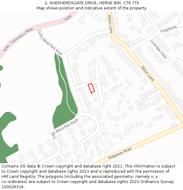 2, SHEPHERDSGATE DRIVE, HERNE BAY, CT6 7TX: Location map and indicative extent of plot