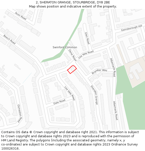 2, SHERATON GRANGE, STOURBRIDGE, DY8 2BE: Location map and indicative extent of plot
