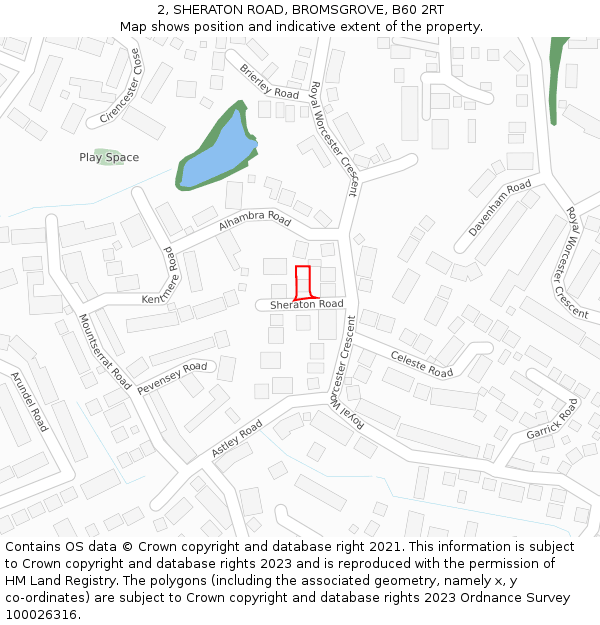 2, SHERATON ROAD, BROMSGROVE, B60 2RT: Location map and indicative extent of plot