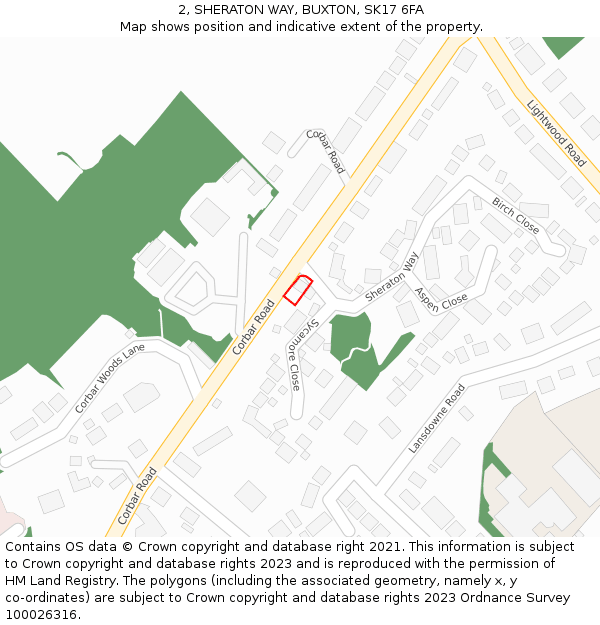 2, SHERATON WAY, BUXTON, SK17 6FA: Location map and indicative extent of plot