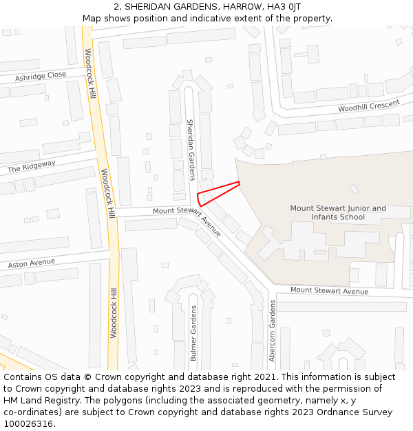 2, SHERIDAN GARDENS, HARROW, HA3 0JT: Location map and indicative extent of plot