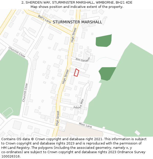 2, SHERIDEN WAY, STURMINSTER MARSHALL, WIMBORNE, BH21 4DE: Location map and indicative extent of plot