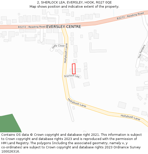 2, SHERLOCK LEA, EVERSLEY, HOOK, RG27 0QE: Location map and indicative extent of plot