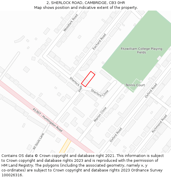 2, SHERLOCK ROAD, CAMBRIDGE, CB3 0HR: Location map and indicative extent of plot