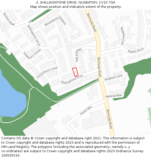 2, SHILLINGSTONE DRIVE, NUNEATON, CV10 7GA: Location map and indicative extent of plot