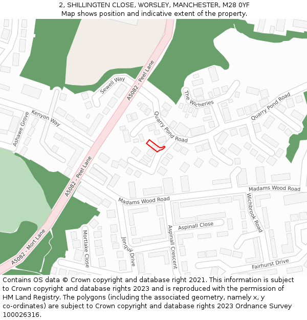 2, SHILLINGTEN CLOSE, WORSLEY, MANCHESTER, M28 0YF: Location map and indicative extent of plot