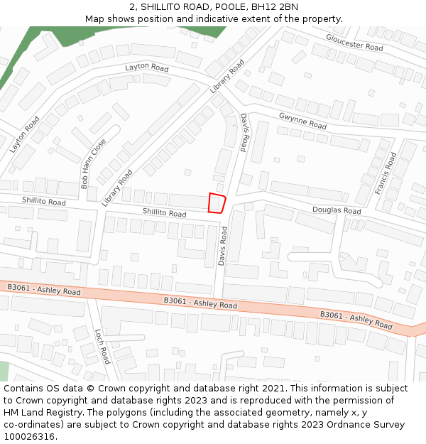 2, SHILLITO ROAD, POOLE, BH12 2BN: Location map and indicative extent of plot