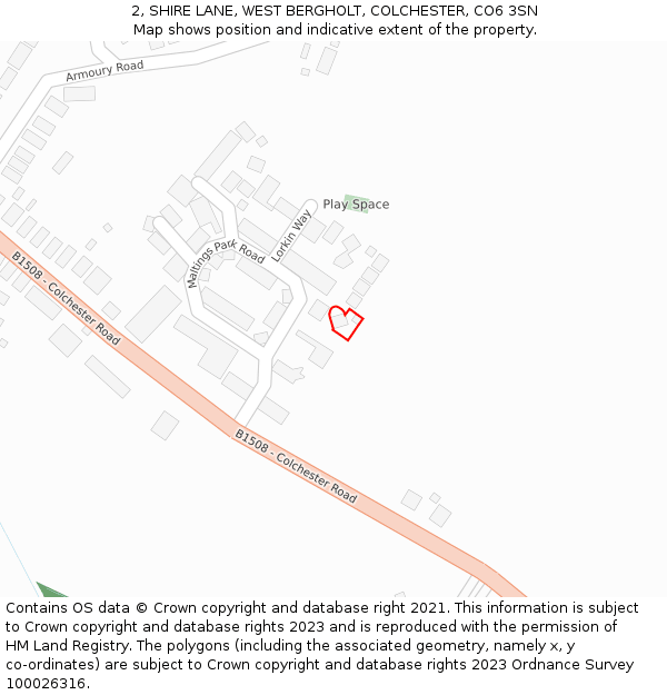 2, SHIRE LANE, WEST BERGHOLT, COLCHESTER, CO6 3SN: Location map and indicative extent of plot