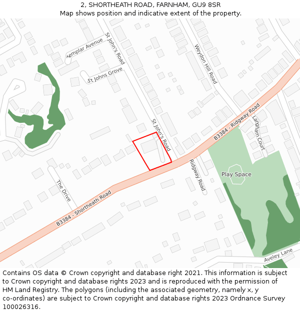 2, SHORTHEATH ROAD, FARNHAM, GU9 8SR: Location map and indicative extent of plot