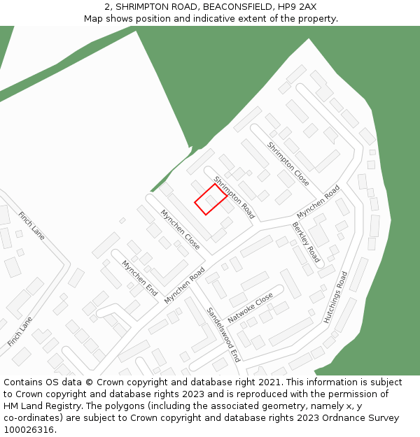 2, SHRIMPTON ROAD, BEACONSFIELD, HP9 2AX: Location map and indicative extent of plot