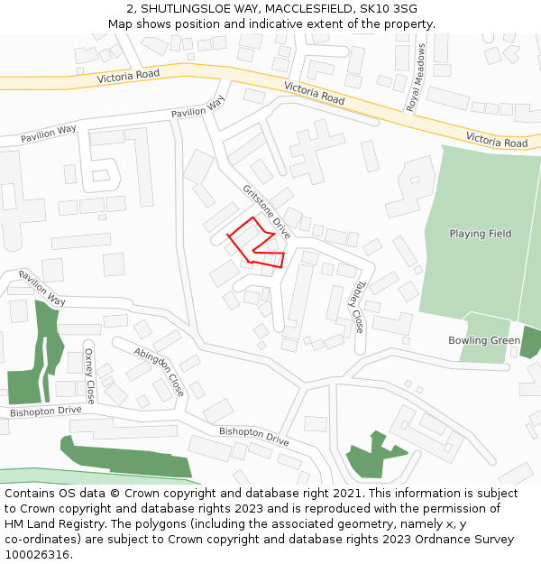 2, SHUTLINGSLOE WAY, MACCLESFIELD, SK10 3SG: Location map and indicative extent of plot