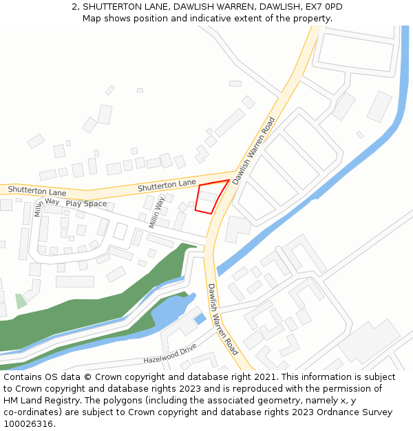 2, SHUTTERTON LANE, DAWLISH WARREN, DAWLISH, EX7 0PD: Location map and indicative extent of plot