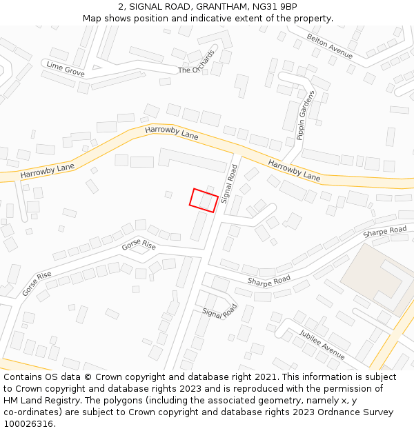 2, SIGNAL ROAD, GRANTHAM, NG31 9BP: Location map and indicative extent of plot