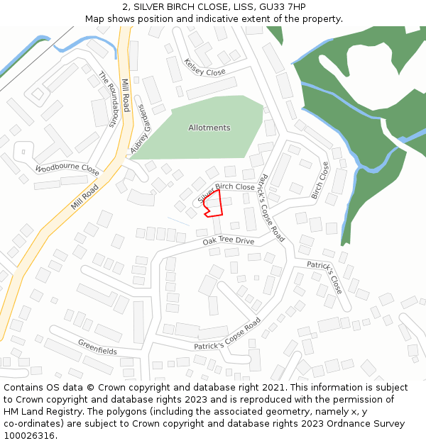 2, SILVER BIRCH CLOSE, LISS, GU33 7HP: Location map and indicative extent of plot