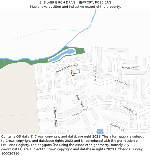 2, SILVER BIRCH DRIVE, NEWPORT, PO30 5AG: Location map and indicative extent of plot