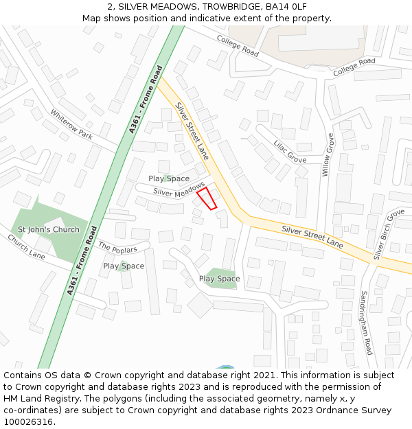 2, SILVER MEADOWS, TROWBRIDGE, BA14 0LF: Location map and indicative extent of plot