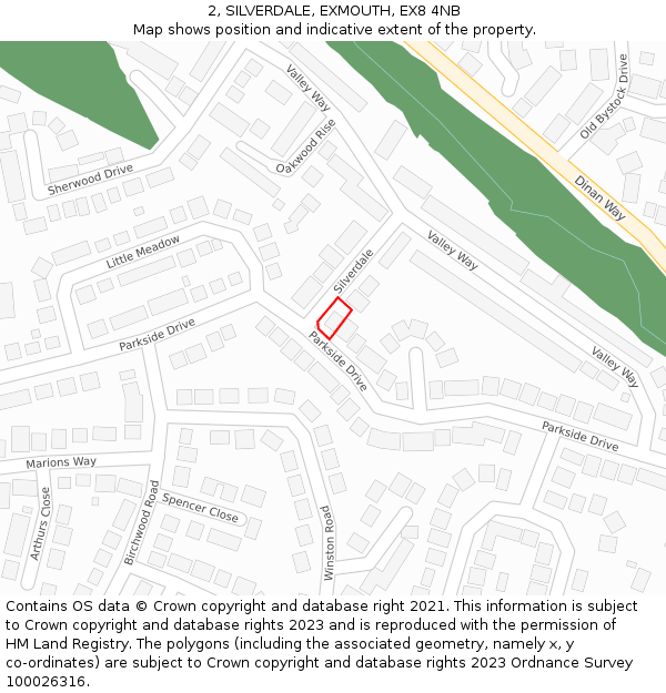 2, SILVERDALE, EXMOUTH, EX8 4NB: Location map and indicative extent of plot