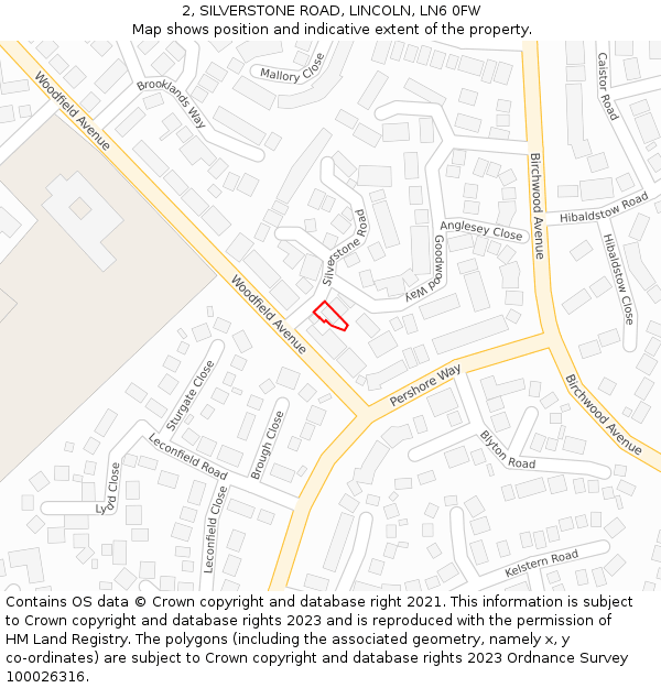 2, SILVERSTONE ROAD, LINCOLN, LN6 0FW: Location map and indicative extent of plot