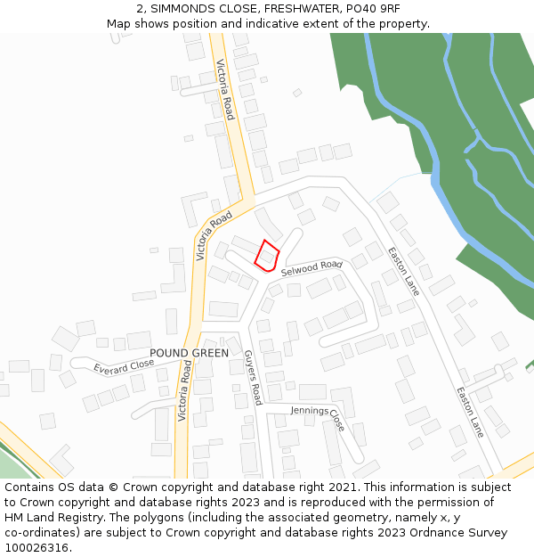 2, SIMMONDS CLOSE, FRESHWATER, PO40 9RF: Location map and indicative extent of plot