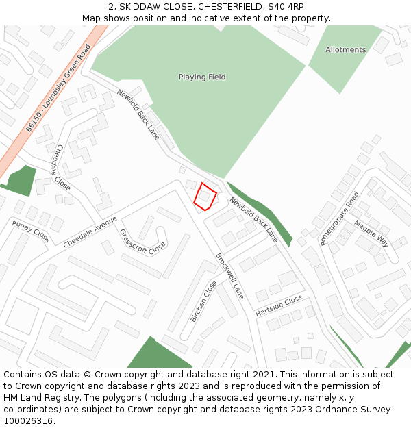 2, SKIDDAW CLOSE, CHESTERFIELD, S40 4RP: Location map and indicative extent of plot