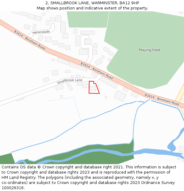 2, SMALLBROOK LANE, WARMINSTER, BA12 9HP: Location map and indicative extent of plot