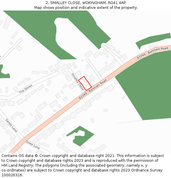 2, SMALLEY CLOSE, WOKINGHAM, RG41 4AP: Location map and indicative extent of plot