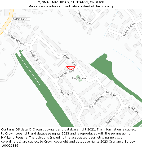 2, SMALLMAN ROAD, NUNEATON, CV10 9SF: Location map and indicative extent of plot