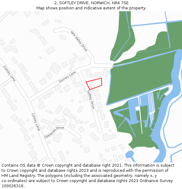 2, SOFTLEY DRIVE, NORWICH, NR4 7SE: Location map and indicative extent of plot