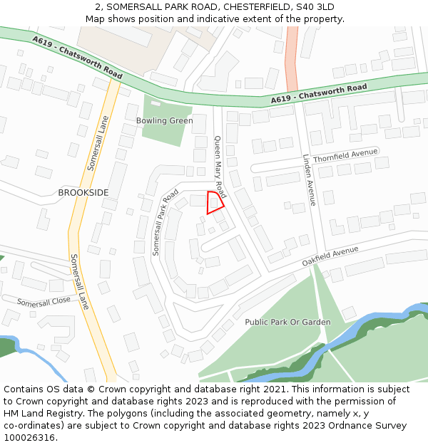 2, SOMERSALL PARK ROAD, CHESTERFIELD, S40 3LD: Location map and indicative extent of plot