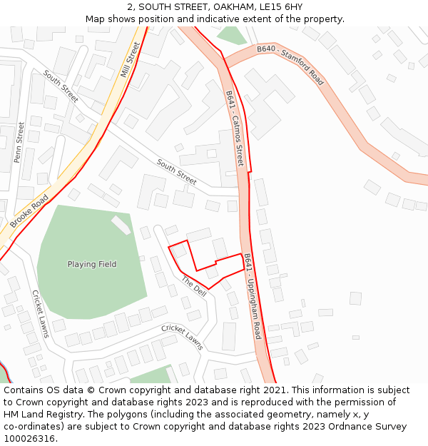 2, SOUTH STREET, OAKHAM, LE15 6HY: Location map and indicative extent of plot