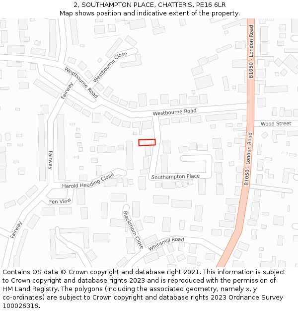 2, SOUTHAMPTON PLACE, CHATTERIS, PE16 6LR: Location map and indicative extent of plot