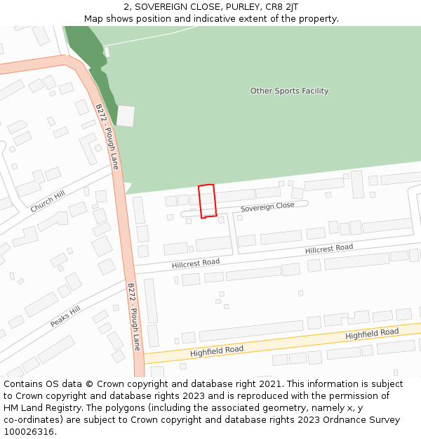 2, SOVEREIGN CLOSE, PURLEY, CR8 2JT: Location map and indicative extent of plot