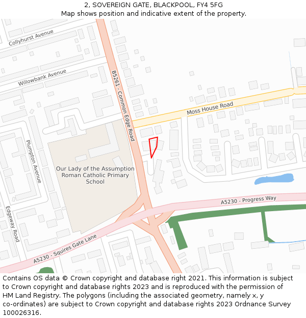 2, SOVEREIGN GATE, BLACKPOOL, FY4 5FG: Location map and indicative extent of plot