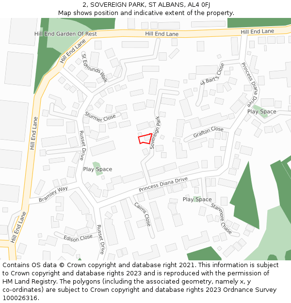 2, SOVEREIGN PARK, ST ALBANS, AL4 0FJ: Location map and indicative extent of plot
