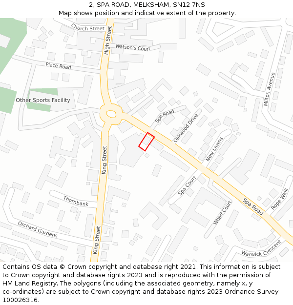2, SPA ROAD, MELKSHAM, SN12 7NS: Location map and indicative extent of plot