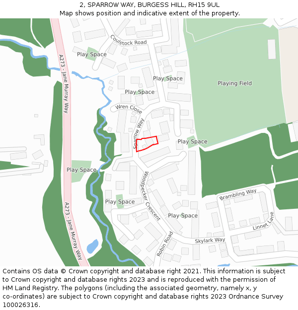2, SPARROW WAY, BURGESS HILL, RH15 9UL: Location map and indicative extent of plot