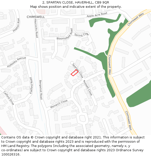 2, SPARTAN CLOSE, HAVERHILL, CB9 9QR: Location map and indicative extent of plot