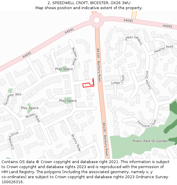 2, SPEEDWELL CROFT, BICESTER, OX26 3WU: Location map and indicative extent of plot