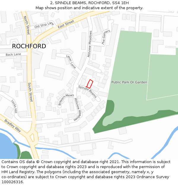 2, SPINDLE BEAMS, ROCHFORD, SS4 1EH: Location map and indicative extent of plot