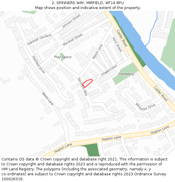 2, SPINNERS WAY, MIRFIELD, WF14 8PU: Location map and indicative extent of plot