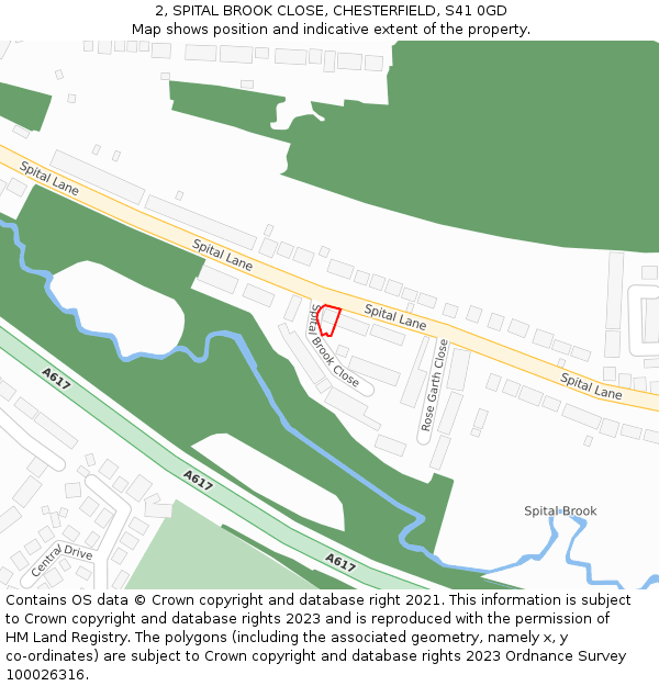 2, SPITAL BROOK CLOSE, CHESTERFIELD, S41 0GD: Location map and indicative extent of plot