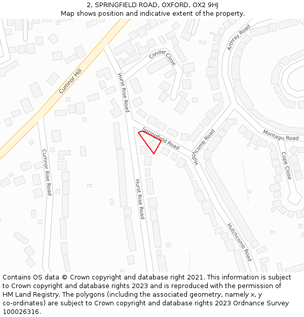 2, SPRINGFIELD ROAD, OXFORD, OX2 9HJ: Location map and indicative extent of plot